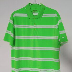 Nike polo golf men dry fit neon lime striped L